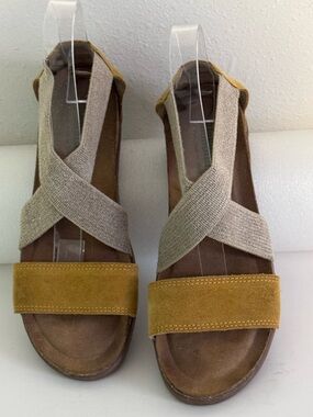 BioNatura Comfort Stretch Crisscross Sandal - Mustard/Beige Italy Women’s 7.5